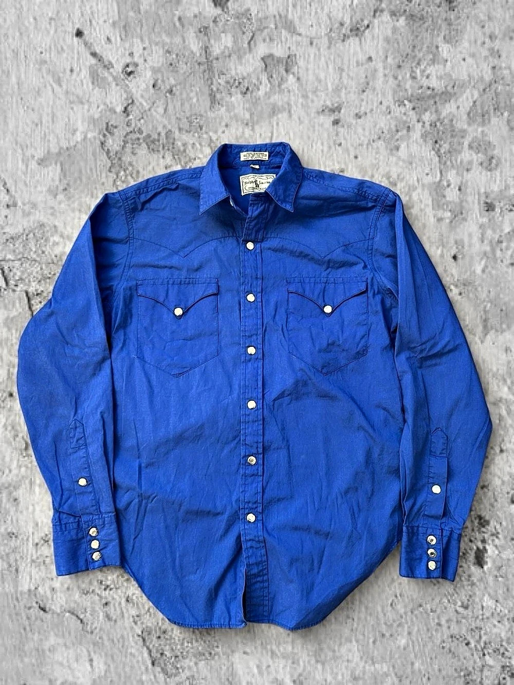 Super rare Ralph Lauren Western Wear Western Pearl Snap Shirt Blue Size 10